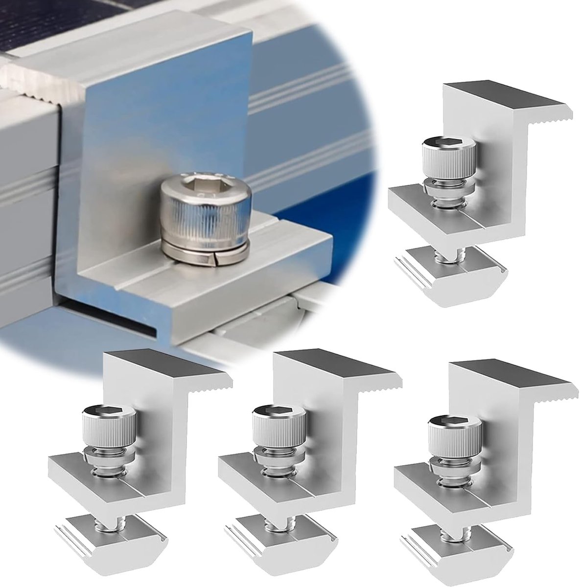 4 stuks zonnepaneelhouder, eindklemmen, aluminium bevestiging, zonnepaneelhouder, zonnepaneelhouder, houder plat dak (30 mm)