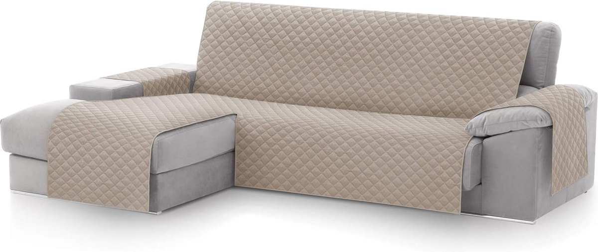 Stunq® bankovertrek, bescherming voor linkerarm gewatteerde banken - bankhoes L-vorm - grootte -240 cm. Kleur beige (vooraanzicht)