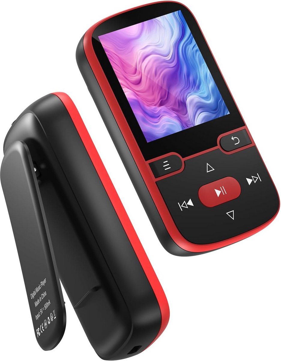 Draagbare MP3-speler 64GB met Bluetooth 5.3, Clip, FM-Radio en Stappenteller