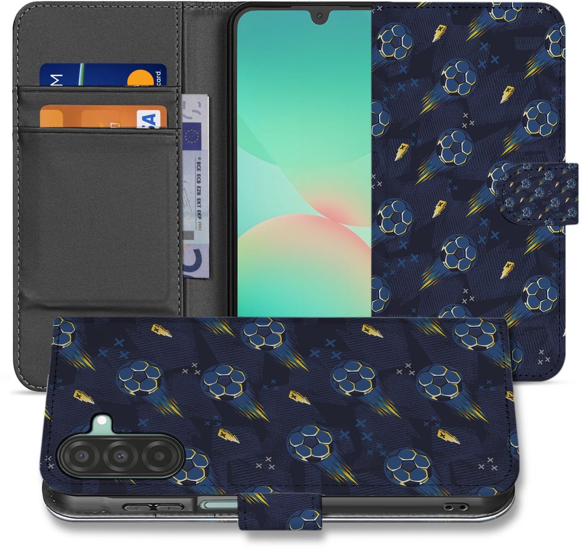 Samsung Galaxy A17 Hoesje Voetbal Design PU Leer Met 3 Pasjes