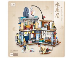 LOZ -Japanese Street | Aquatic Shop | Seafood Market | Mini Block Building Set | Build and Create No. 1231