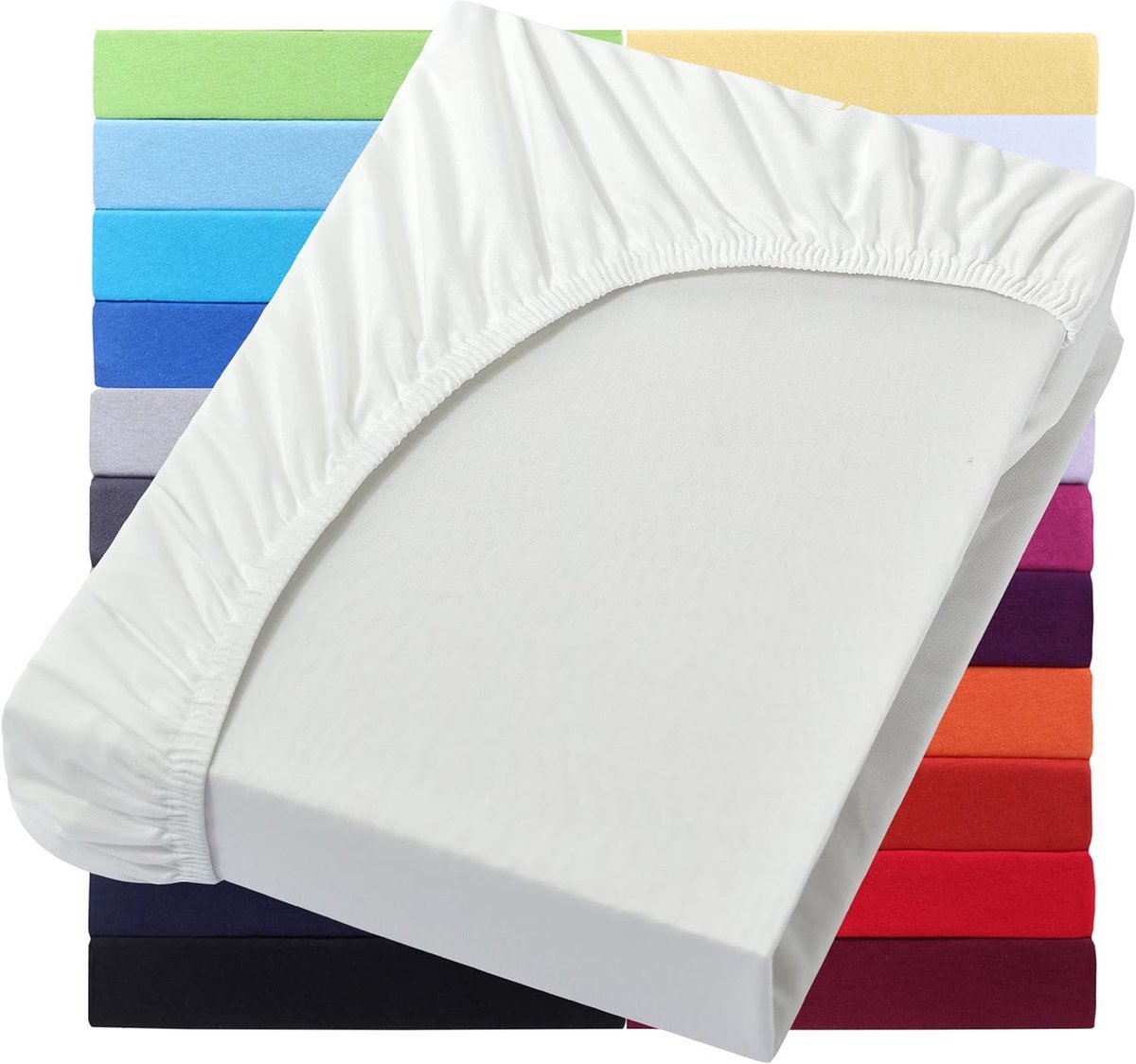 Stunq® Hoeslaken voor boxspringbed en waterbed, 200 x 220 cm, 40 cm matrashoogte, 100% katoen, natuurwit/crème