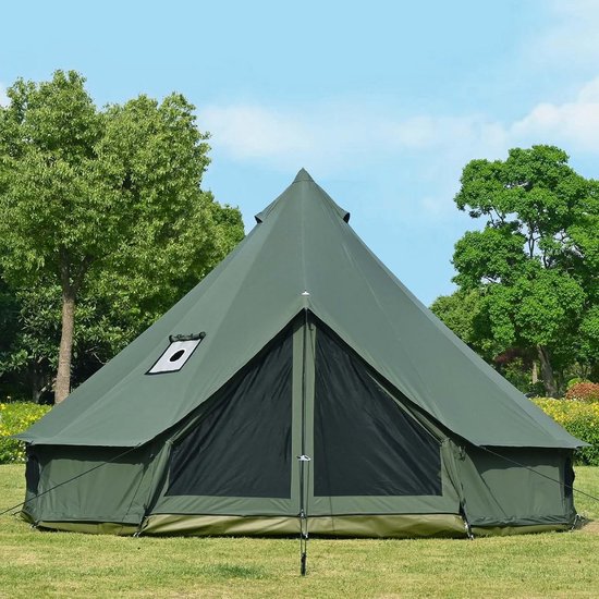 Tente De Camping Bell Tente 4/5/6m En Coton, Style Yourte Pour Glamping, Beige