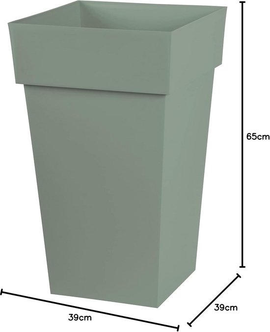 URBNLIVING 2 Stuks Hoge Vierkante Betoneffect Bloempot - Binnen & Buiten, Zwart, 38cm Hoog