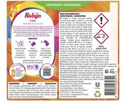 Robijn - Wasmiddeldoekjes - Color - 100% oplosbare doekjes in een kartonnen verpakking - 4 x 16 wasstrips