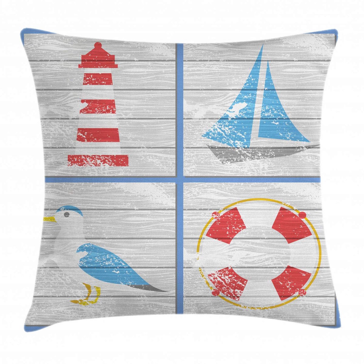 ABAKUHAUS Vuurtoren Kussenhoes – nautisch rustiek – 45x45 cm – veelkleurig Hellgrau
