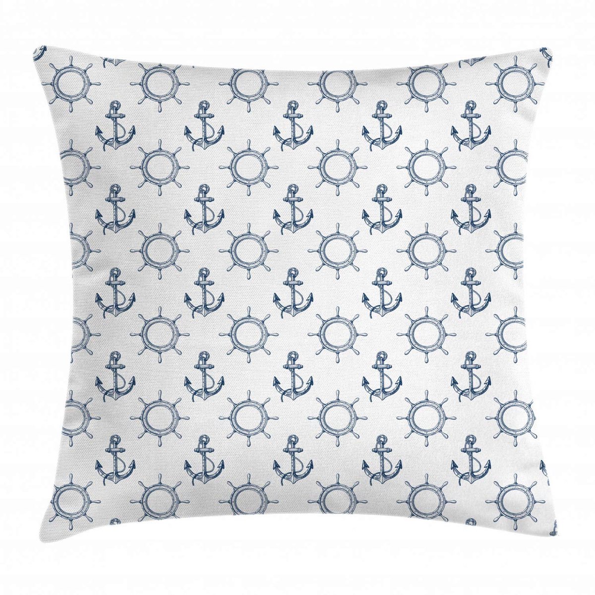 ABAKUHAUS Anker-Kussenhoes – Retro maritiem ontwerp – 45x45 cm – Marineblauw/Wit Marineblauw en wit