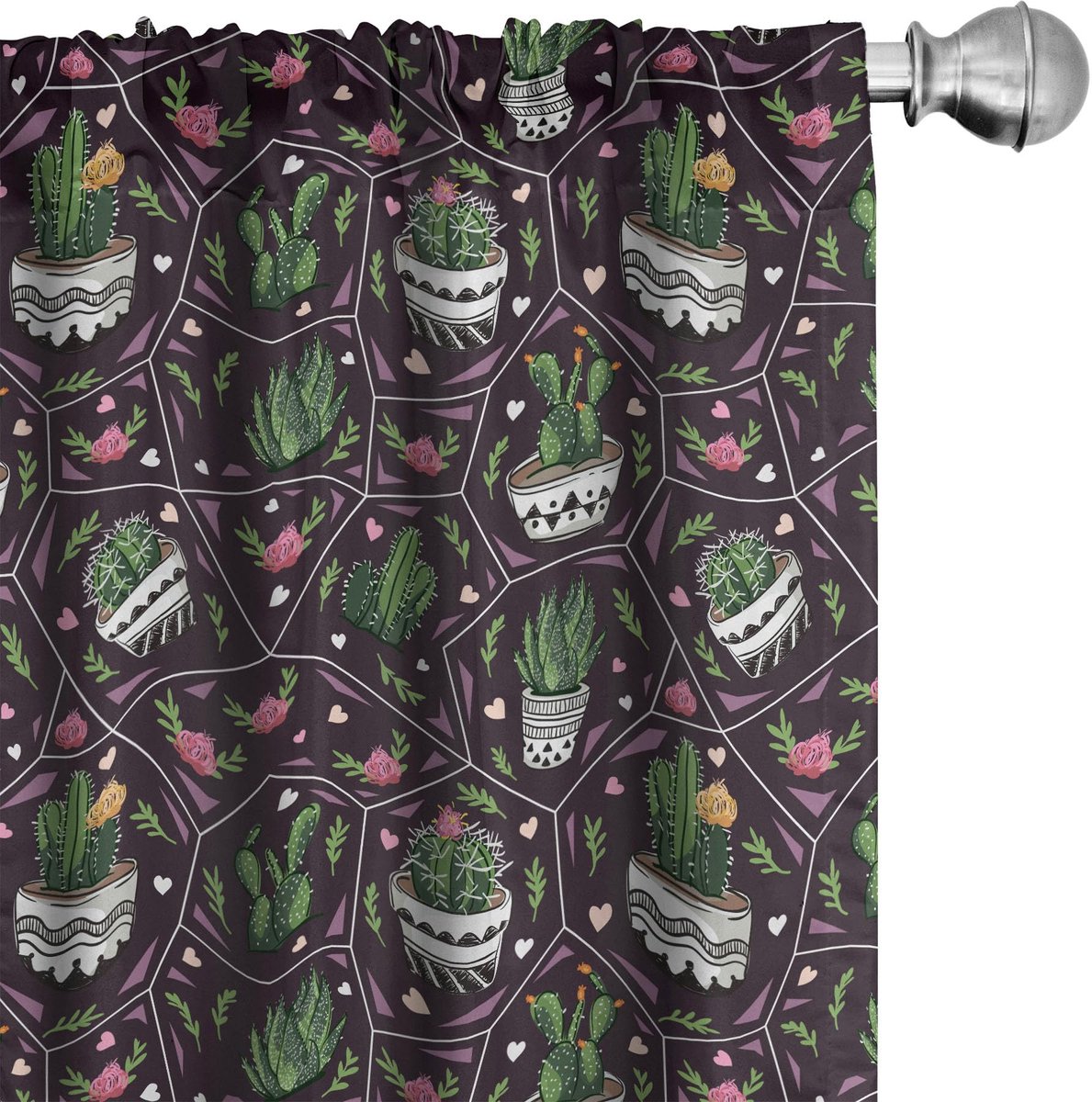 ABAKUHAUS Kaktusgordijnen – 2-delige set 75x225 cm – microvezel, veelkleurig Mehrfarbig