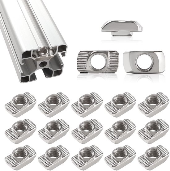Hexizexi 120 stuks M6 kogelmoeren 8 serie 40 M6 glijmoeren van koolstofstaal met veerkogel voor aluminium profielen 3D-printers CNC- machines Europese norm