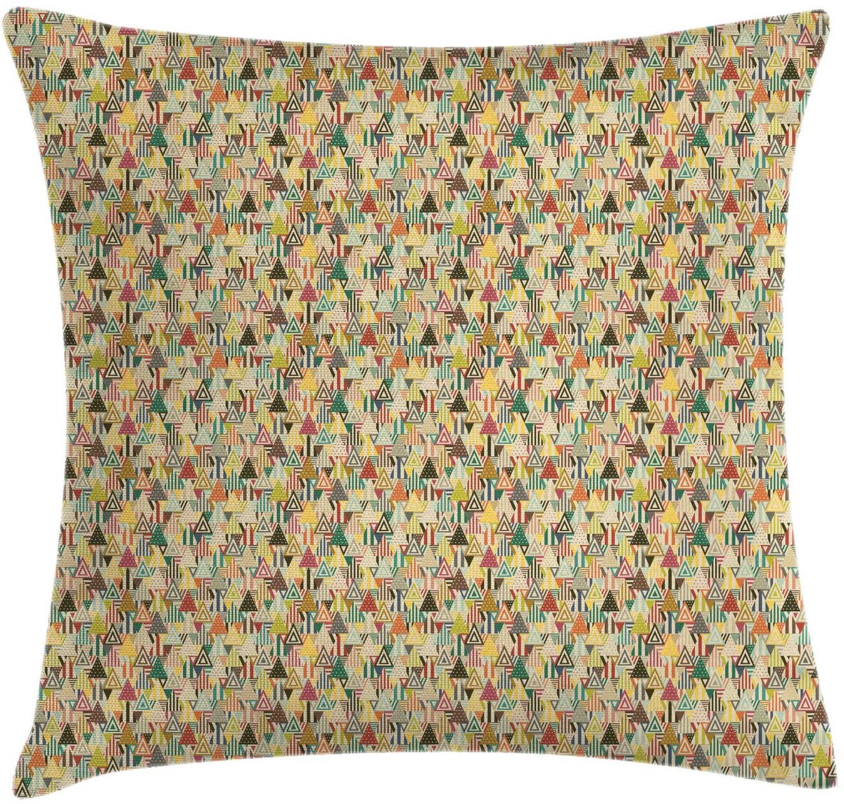 ABAKUHAUS Abstracte Driehoek Kussenhoes – 40×40 cm – Beige/Multicolor Beige Multicolor