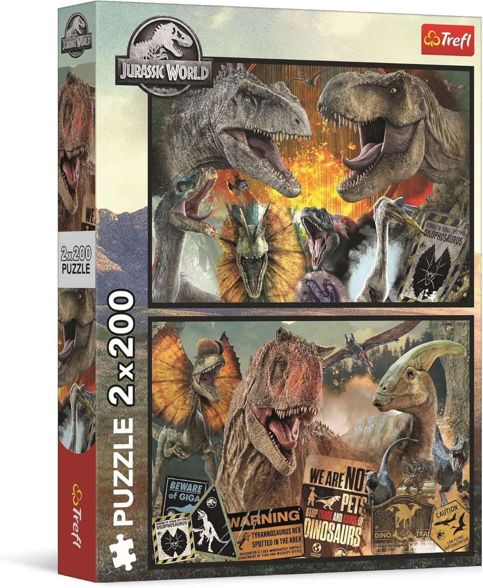 Puzzelset: 2-in-1 Jurassische Wereld en Prehistorische Wereld - 2 x 200 Stukjes