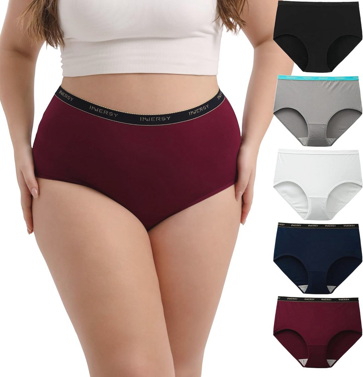 Plus Size Dames Katoenen Slips met Hoge Taille - 5-Pack Maxislips