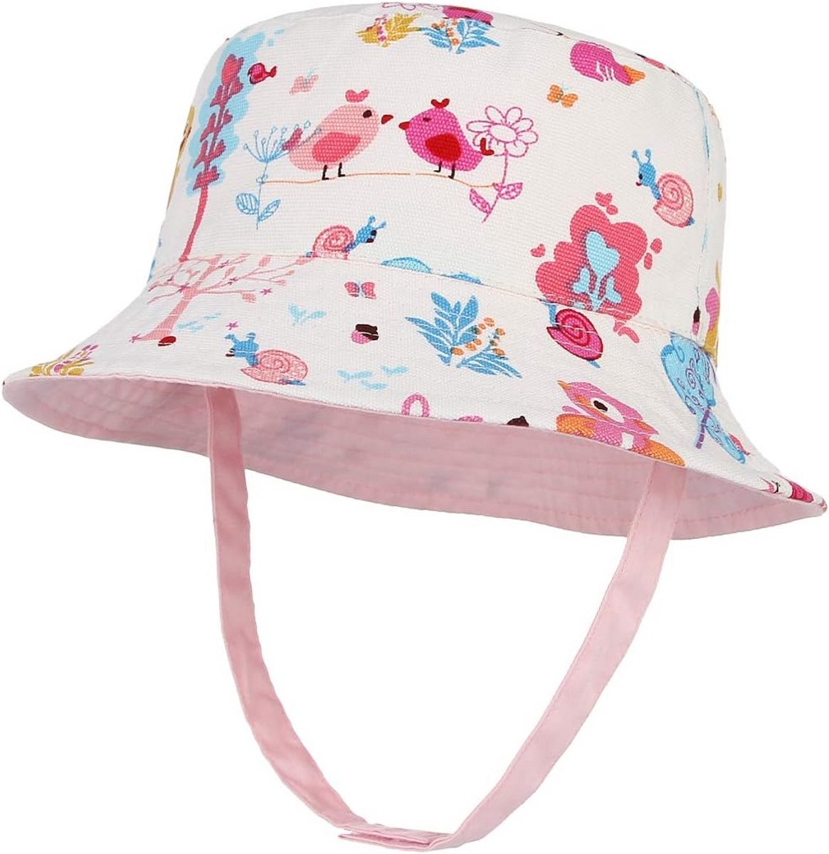Zomer Baby Hoedje voor Meisjes - Anti-UV UPF50 Katoenen Zonnehoedje met Dubbelzijdige Bescherming voor Reizen, Camping en Strand