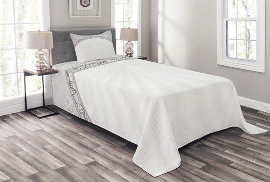 Couvre-lit ABAKUHAUS en damas – 170x220 cm – gris clair-blanc – imprimé sur l'avant