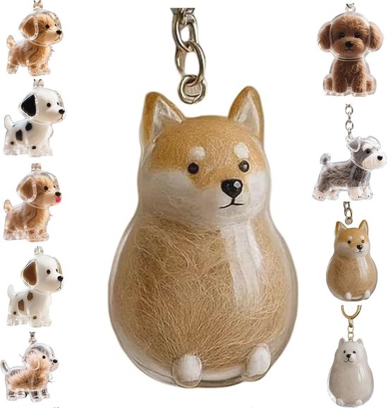 9 stuks sleutelhangers voor dierenhaar, dierenhaar, sleutelhanger van