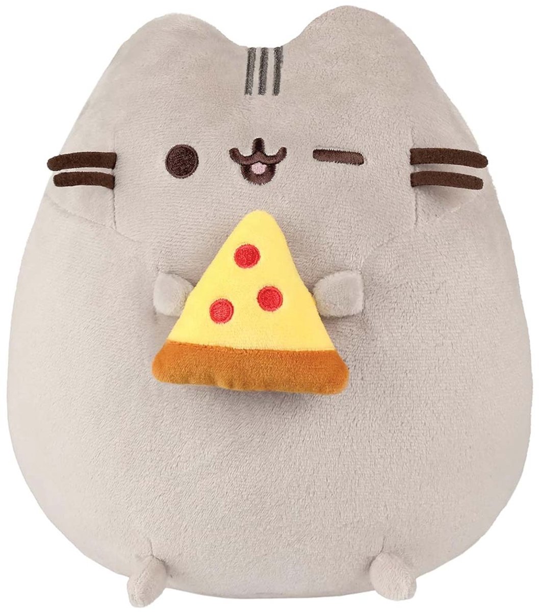 Pusheen, Pluche Mascotte 24cm met Pizza Charmant Ontwerp Ultra Zacht, Lichtgrijs