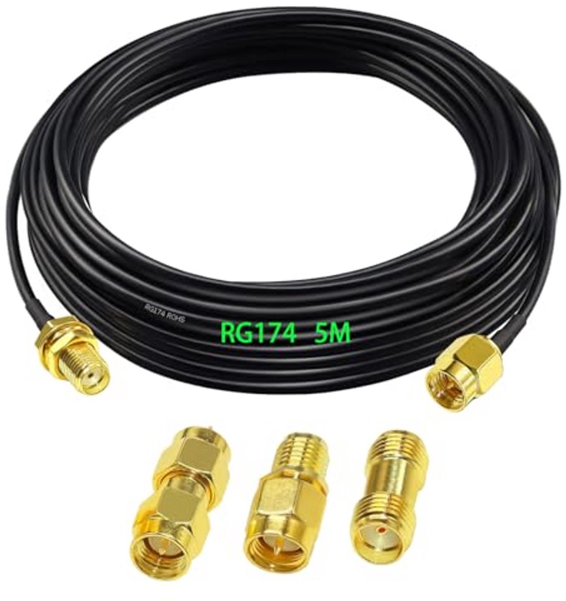 Coaxiale verlengkabel 5 meter met RF adapters voor wifi antenne