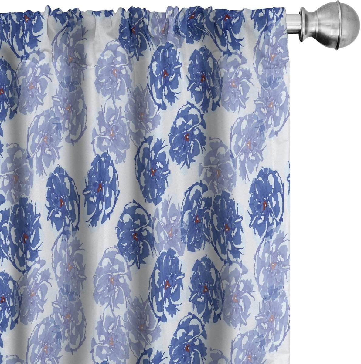 ABAKUHAUS Bloemrijke Raamgordijnen – Aquarel-stijl – 2-delige set, Blauw