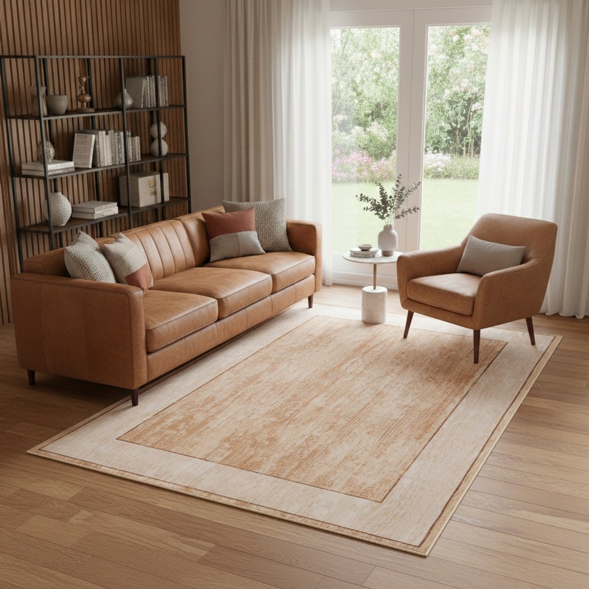 Tapiso Nora Vloerkleed Klassiek Geometrisch Design Bruin Beige Kortpolig Tapijt Antislip V