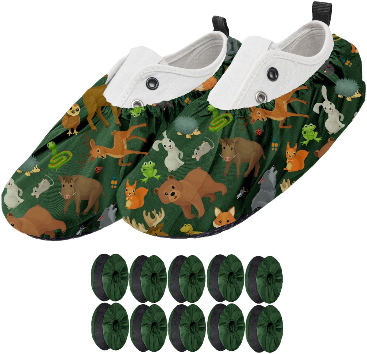 FEROCITY - Schoenovertrekken - Antislip, herbruikbaar - Unisex - Kinder - EU 25-30, 5 paren - Polyester - Dieren
