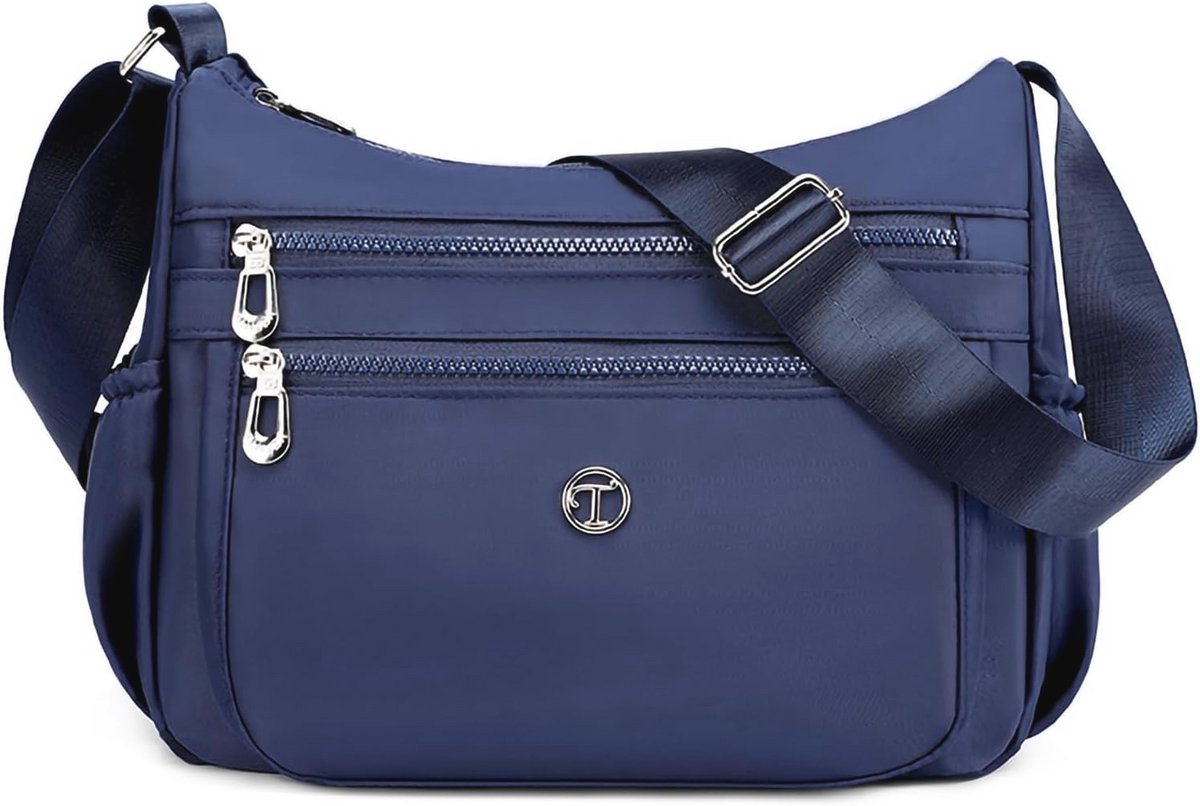 Casual Schoudertas Dames Nylon Crossbody Handtas Grote Capaciteit Blauw