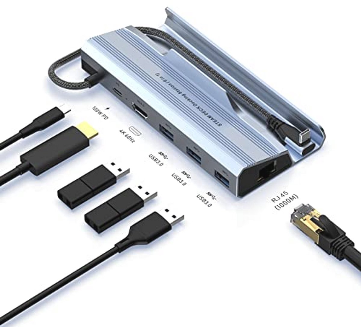 6-in-1 Dockingstation voor Steam Deck met 4K HDMI, 1000M Ethernet en Snellaad USB-C