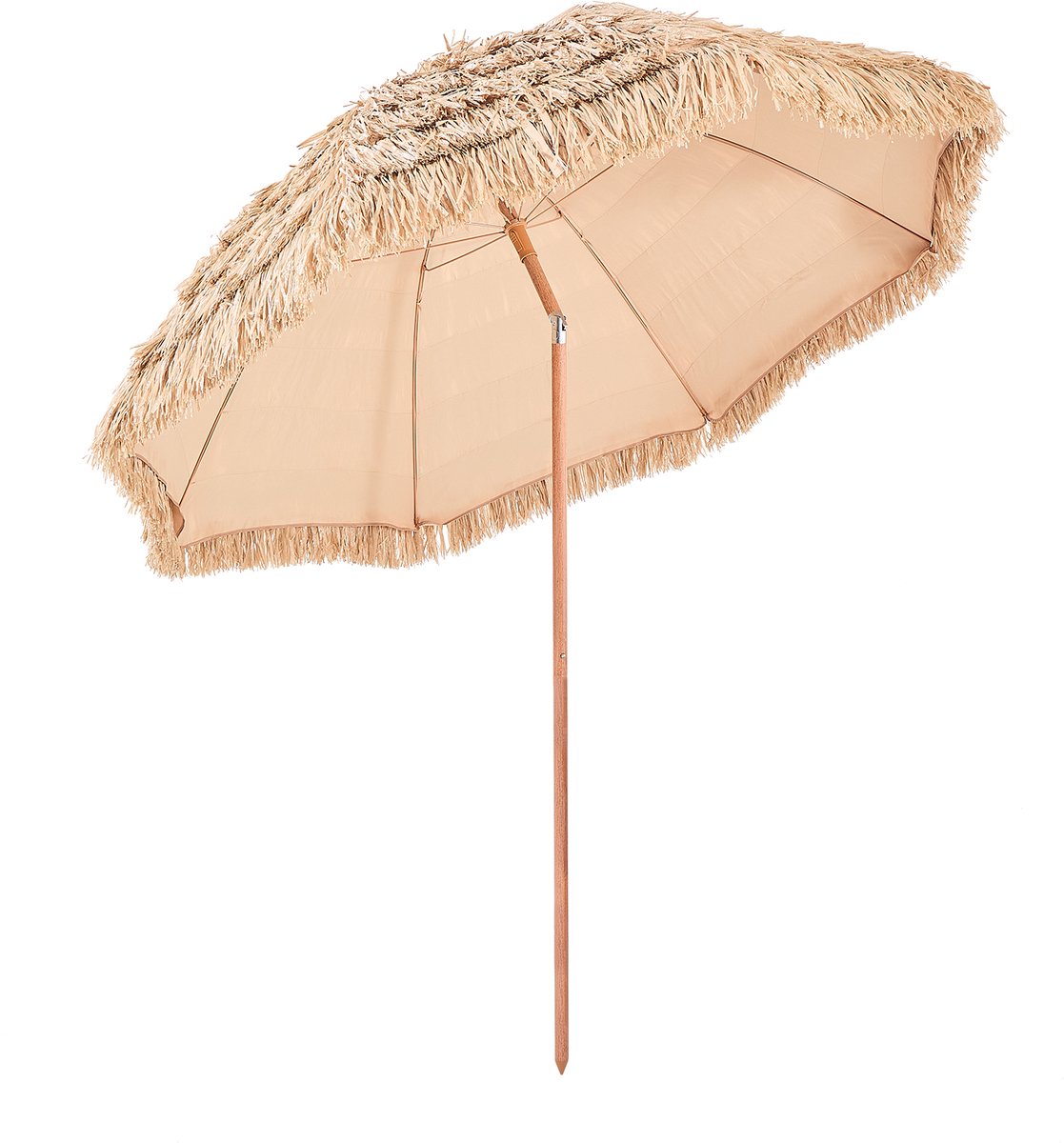 VEVOR Tiki-Parasol, 2,4 M Rieten Terrasparasol met Kantelfunctie, Hawaiiaanse Strandparasol met Duurzaam Pp-Riet En 8 Metalen Baleinen, Grasparasols voor Strand, Terras, Zwembad, Achtertuin En Tuin