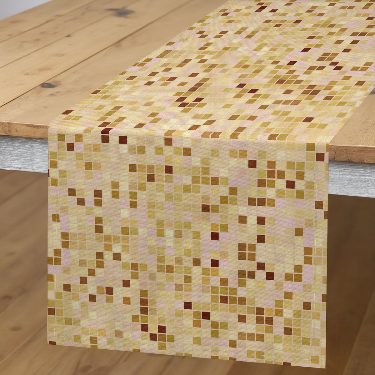 ABAKUHAUS Geometrische tafelrunner – 40x180 cm – pastelbeige