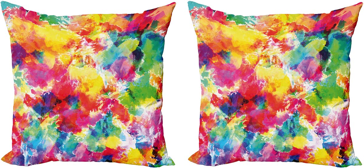 ABAKUHAUS Pastel Decoratieve Kussens – 2-delige Set – 40x40 cm – Veelkleurig Rood