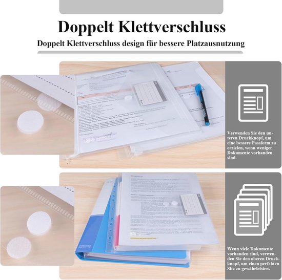 Documentenmap A4 met Klittenbandsluiting - 24 Stuks in 6 Kleuren voor het Organiseren