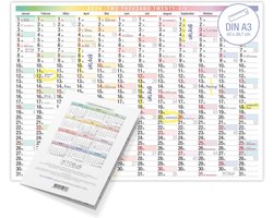 Jaarplanner A3 Wandkalender 2026 met Grote Velden en Kleurrijk Design
