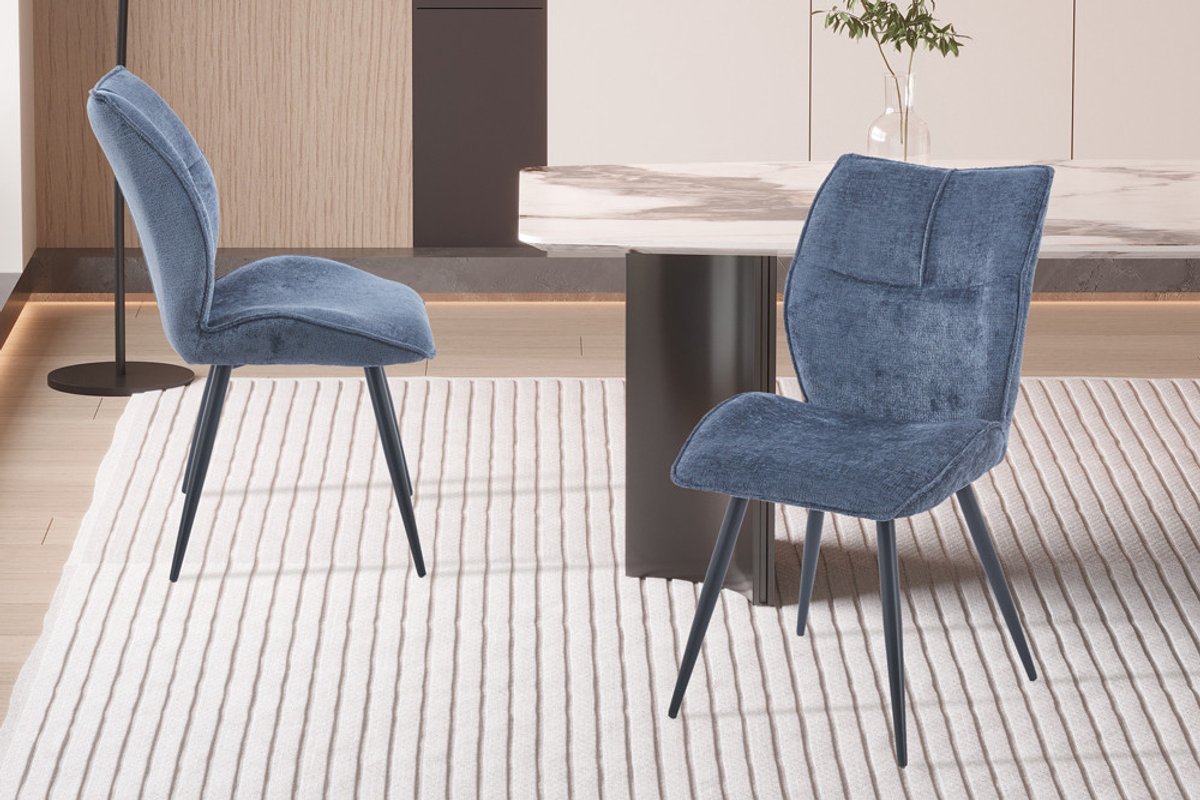 Eetkamerstoel Faye - 49x65x89cm - Blauw