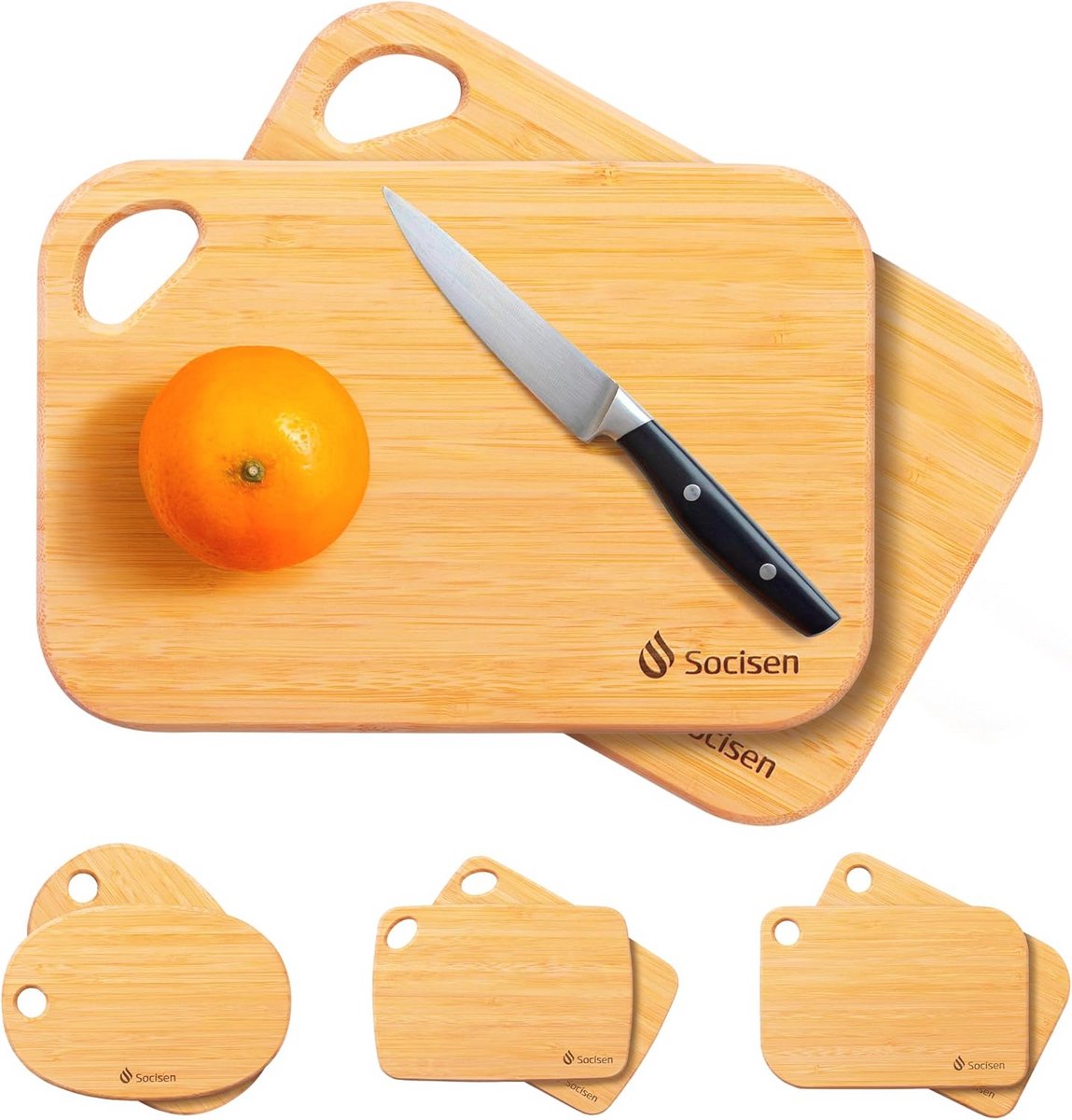 Set van 2 Kleine Bamboe Snijplanken voor Keuken - Lichte Mini Charcuterie Bordjes