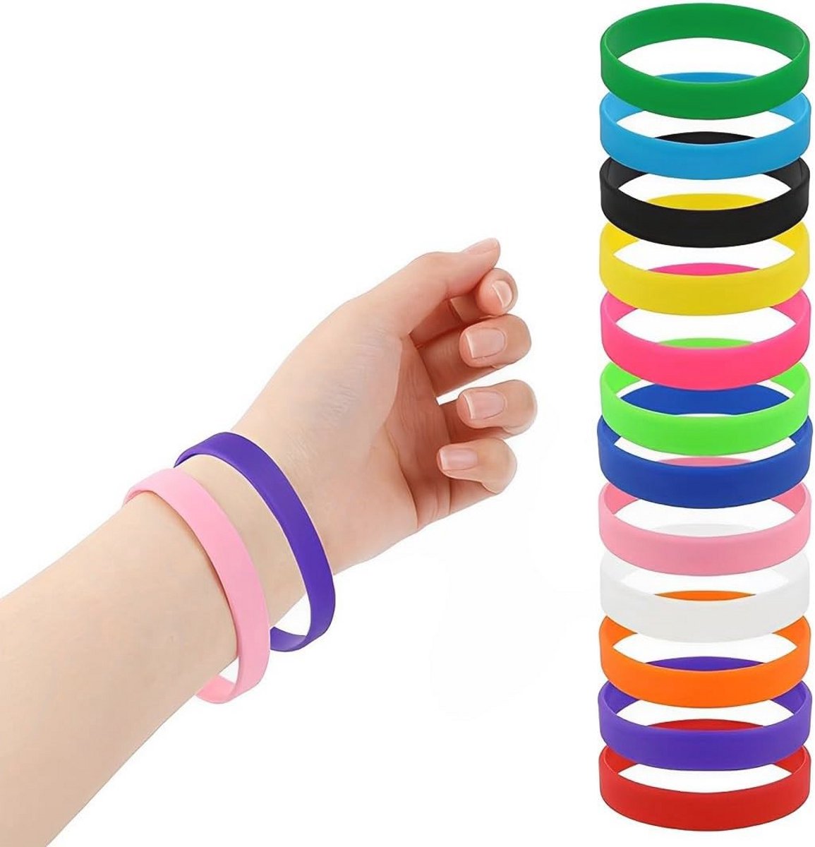 Pack van 10 multifunctionele siliconen polsbandjes voor sport en vrije tijd