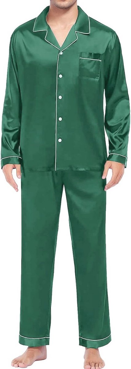 Dunne Katoenen Pyjama voor Heren met Lange Mouwen en Plus Size - Casual Huiskleding