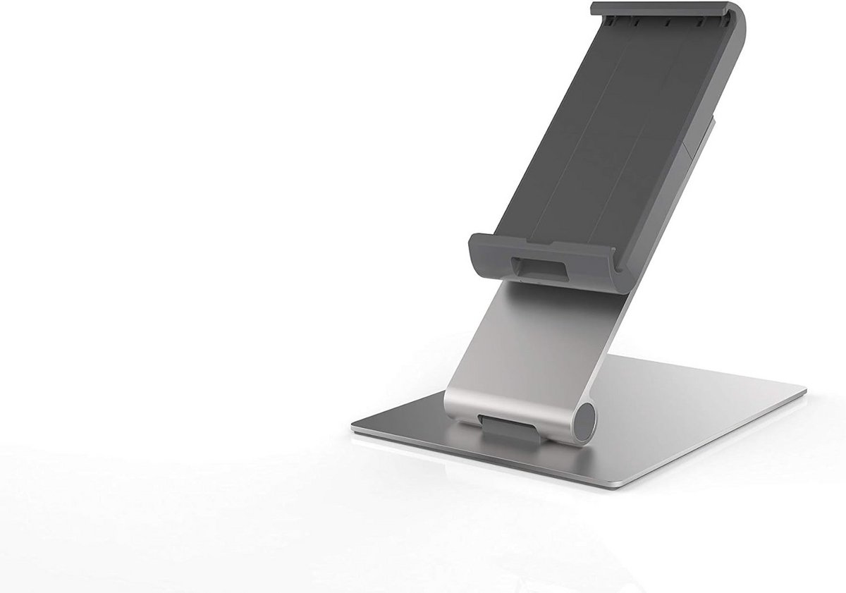 Verstelbare Tablet Stand voor Tablets van 7-13 Inch - 360° Rotatie met Anti-Diefstal Beveiliging - Zilver/Antraciet