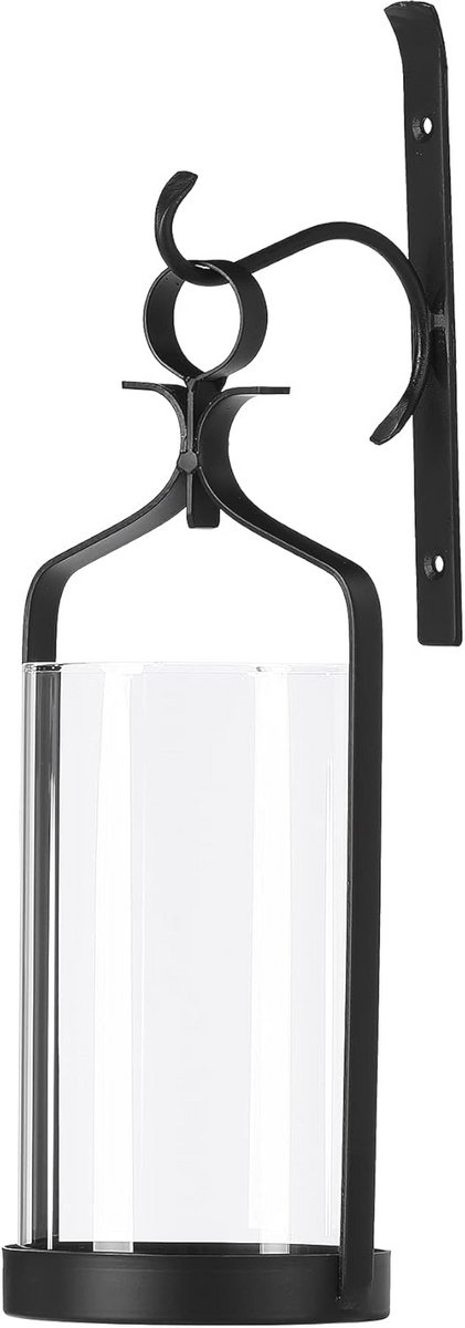 Orkaan Glas Wandkandelaar Zwart - Metalen Wanddecoratie voor Elegante Interieurs