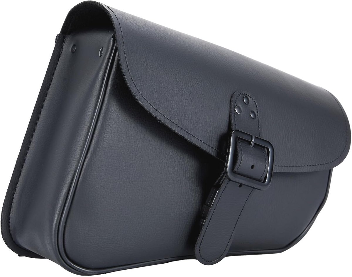 Motorfiets Achterbrug Tas van Zwart Synthetisch Leer - Verstelbare Swing Arm Zadeltas