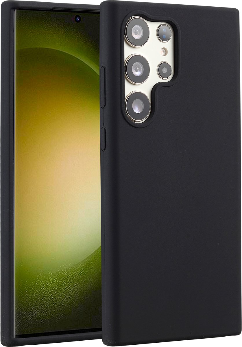 Accezz Hoesje Geschikt voor Samsung Galaxy S23 Ultra Hoesje Siliconen - Accezz Liquid Silicone Backcover - Zwart