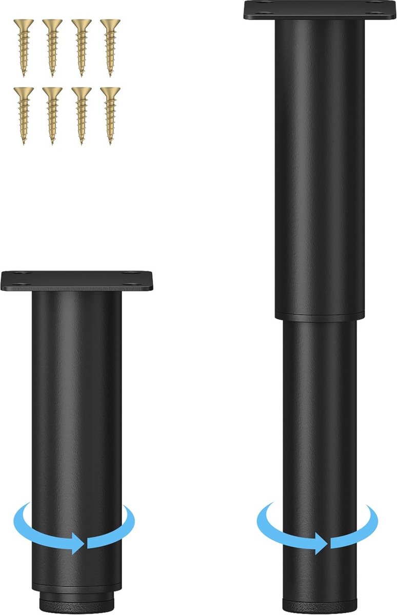 Verstelbare metalen meubelpoten 5,1-9,45 inch - Set van 2 voor banken, dressoirs en tafels