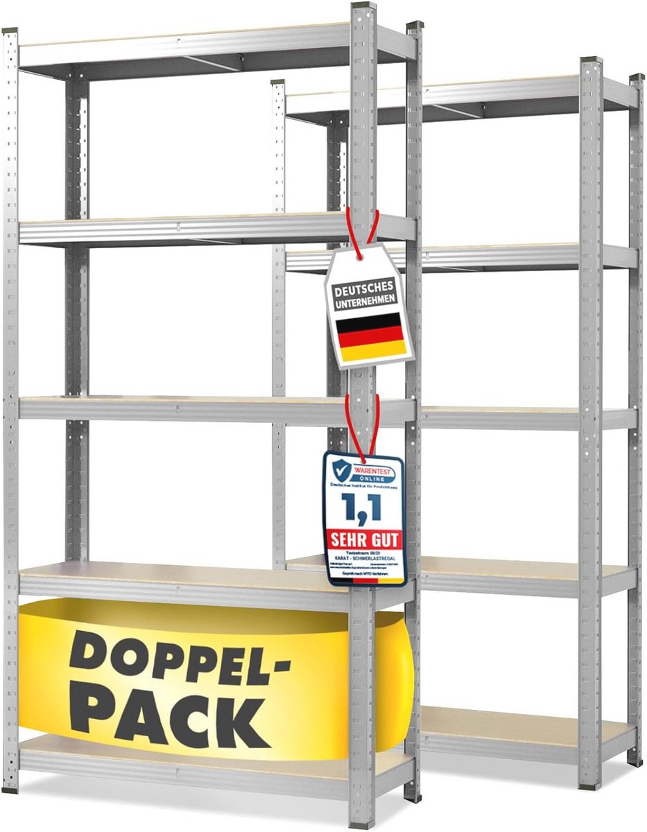 Zware Duty Plankensysteem - Opslag Rack met 5 Verstelbare Planken 60 x 120 x 200 cm