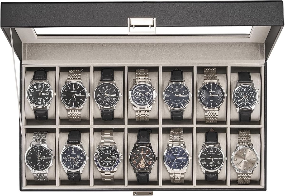 Organisator voor Horloges met 14 Compartimenten - Multifunctionele Opbergdoos voor Sieraden en Horloges - Cadeau voor Mannen en Vrouwen