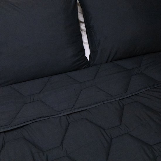 HappyBed Couette toute l'année simple 200x200 - Double - Couette lavable sans housse - Imprimée sans housse - Couette sans housse avec impression - Noir