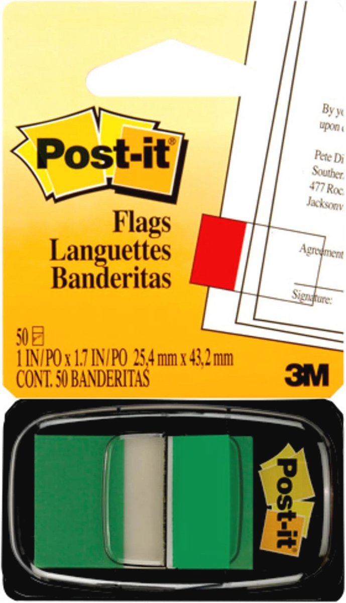 Groene Post-it Vlaggen Value Pack - 50 Stuks in Dispenser - 24 Dispensers per Verpakking