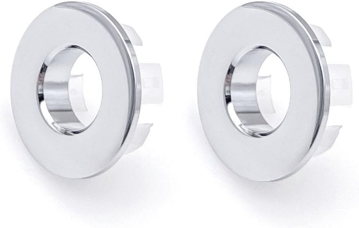 Zilveren Wastafel Overloopring - 2 Stuks - Geschikt voor 22-24mm Overloopgaten