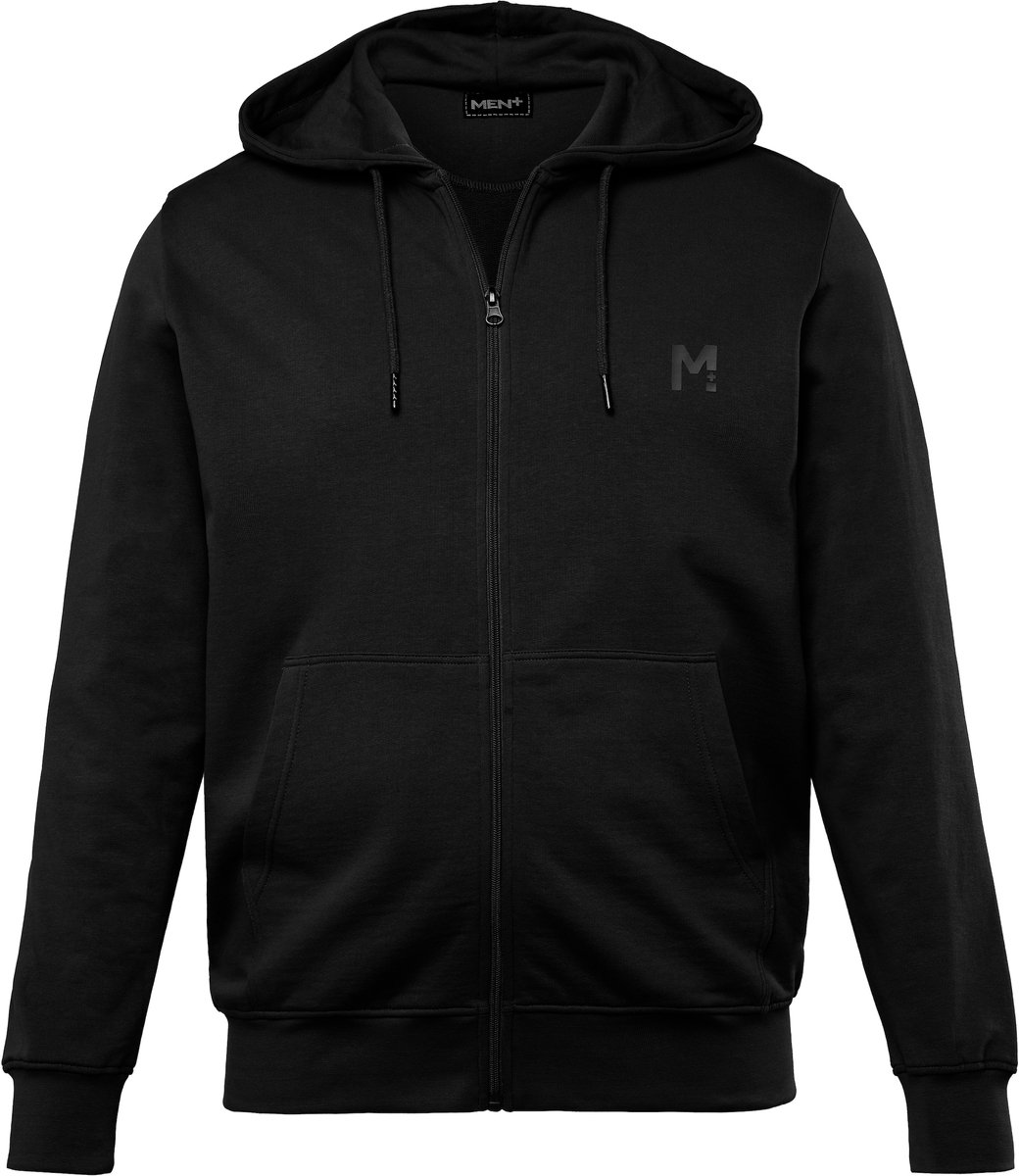 Men Plus - Heren - Trainingsjasje met capuchon basic - Zwart - Maat L