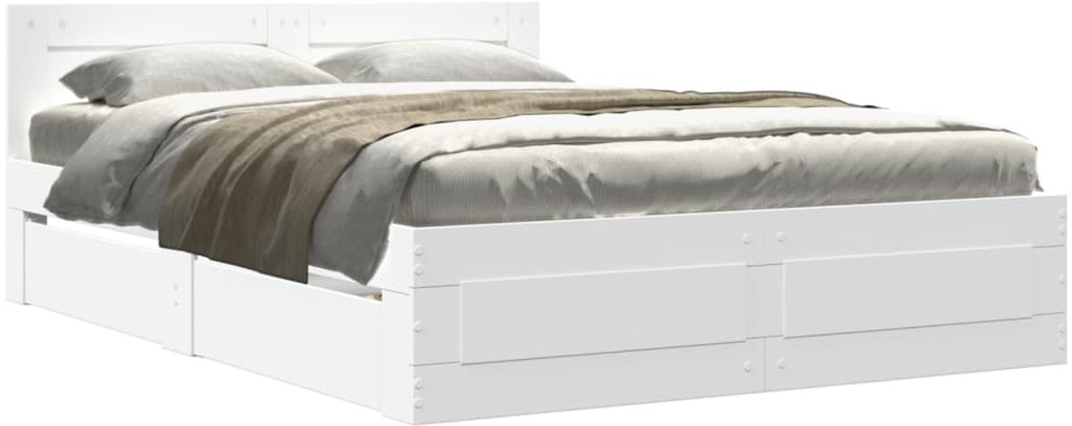 Tweepersoonsbed | Dubbelbed | Volwassenenbed | Bedframe met hoofdeinde zonder matras 120x200 cm wit