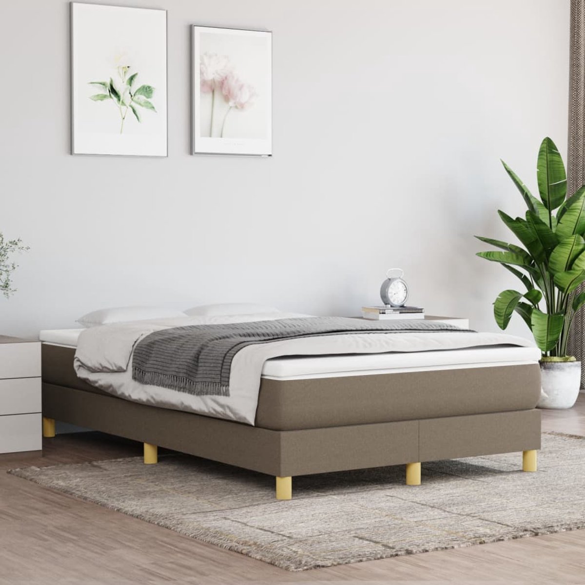 Tweepersoonsbed | Dubbelbed | Volwassenenbed | Boxspring met matras stof taupe 120x200 cm