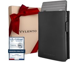 Vylento - Premium Portefeuille met Uitschuifbare Pasjeshouder - 13 pasjes - RFID Portemonnee - Kleine Pasjes Portemonnee Dames & Heren met Muntvak en Geldvak - Inclusief Luxe Vaderdag Cadeaubox - Expedition Zwart