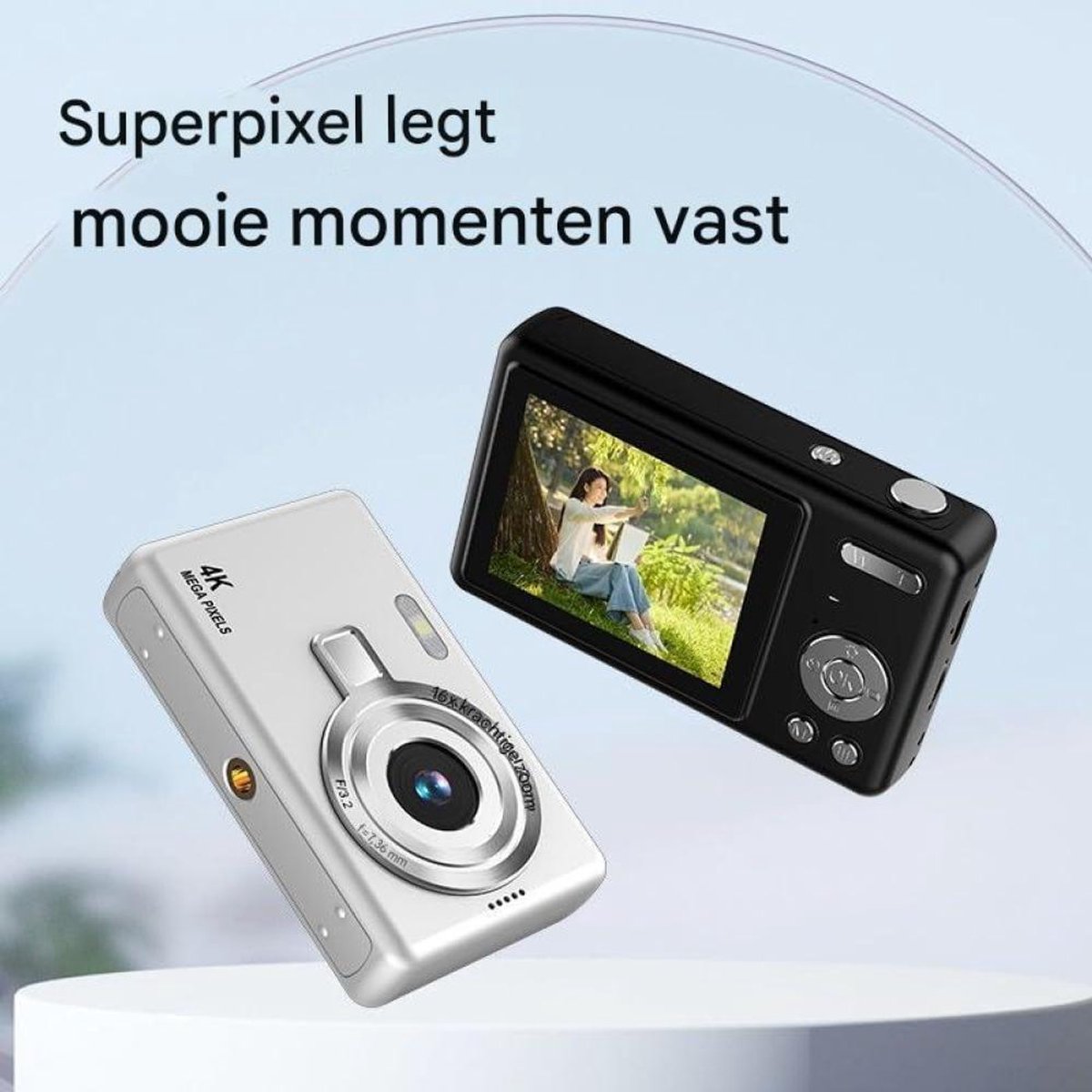 Ynkkvre - 4K Ultra HD CCD Digitale Camera - Digitale Camera - Fototoestel - Fotocamera - Mini Compacte Point-and-Shoot Camera - 96 Megapixel resolutie - 16x digitale zoom - 2,4-inch IPS-scherm - Full HD 1080p video - Paars thumbnail 6